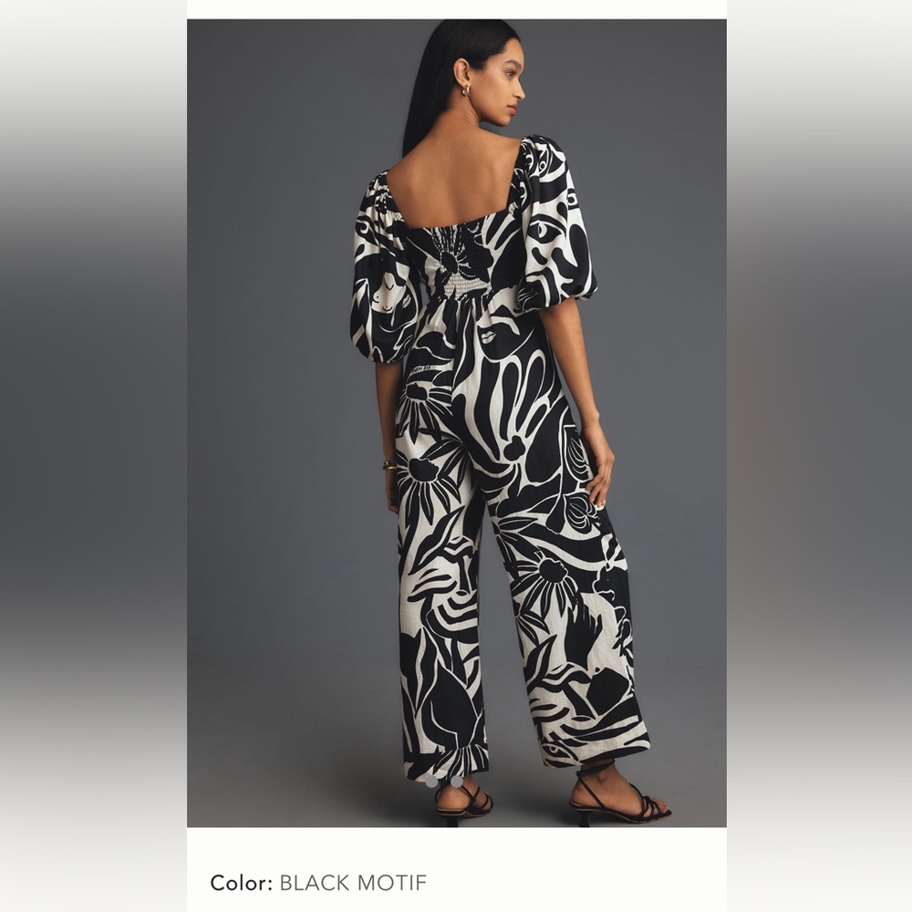 Farm Rio x Anthropologie Puff-Sleeve
Printed Linen Jumpsuit - Picture 3 of 15